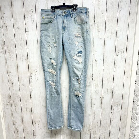 Scotch & Soda Jeans Mens Size 28/32 Distressed Skim Low Rise Light Wash Ripped - Picture 1 of 6
